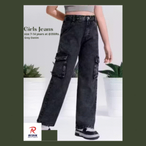 Kids Girls' Grey Wash Wide Leg Cargo