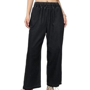 Women Straight Ankle Length Wide Leg Casual Baggy Jeans for Women