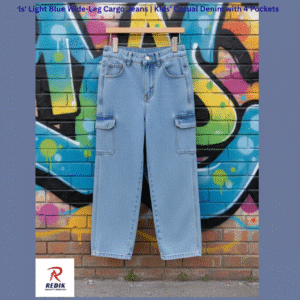 Kids Girls' Wide Leg Cargo Denim Jeans