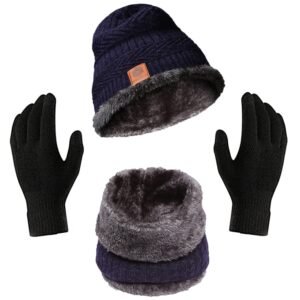 New arrival Winter beanie hat, fleece neck warmer, and gloves 3-piece set.