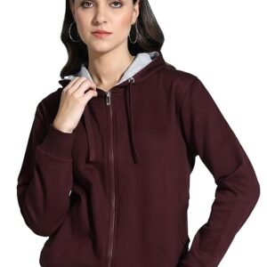 Collections women's burgundy full zip hoodie warm jacket
